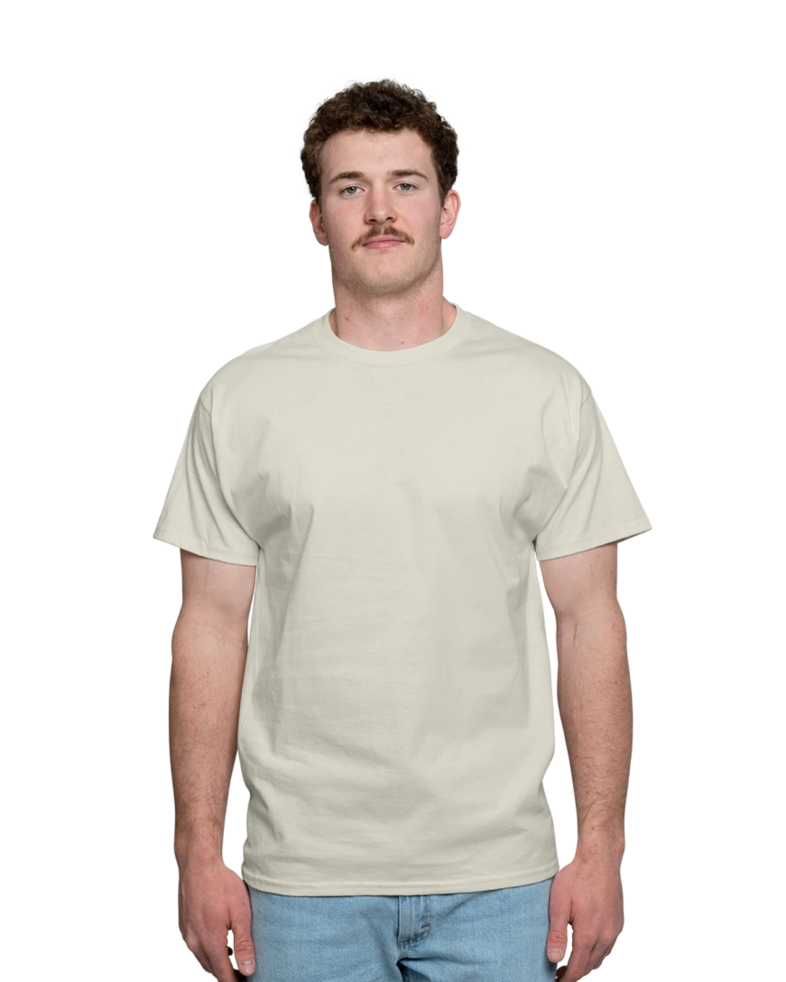 Image of a model wearing a 5250 Hanes Authentic Tagless Tee